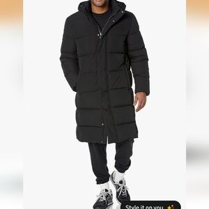 Amazon Essentials Men's Hooded Long Puffer Coat, Black, 5X-Large Big Tall